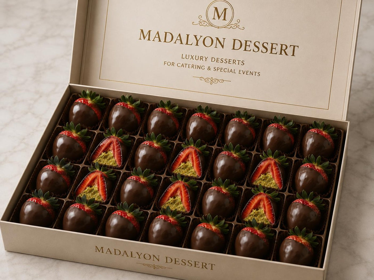 Dubai filled strawberries (100 pieces) at Madalyon Dessert in San Francisco