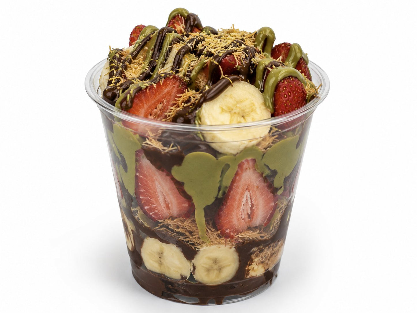 Banana& strawberry mixed Dubai chocolate cup 9 oz