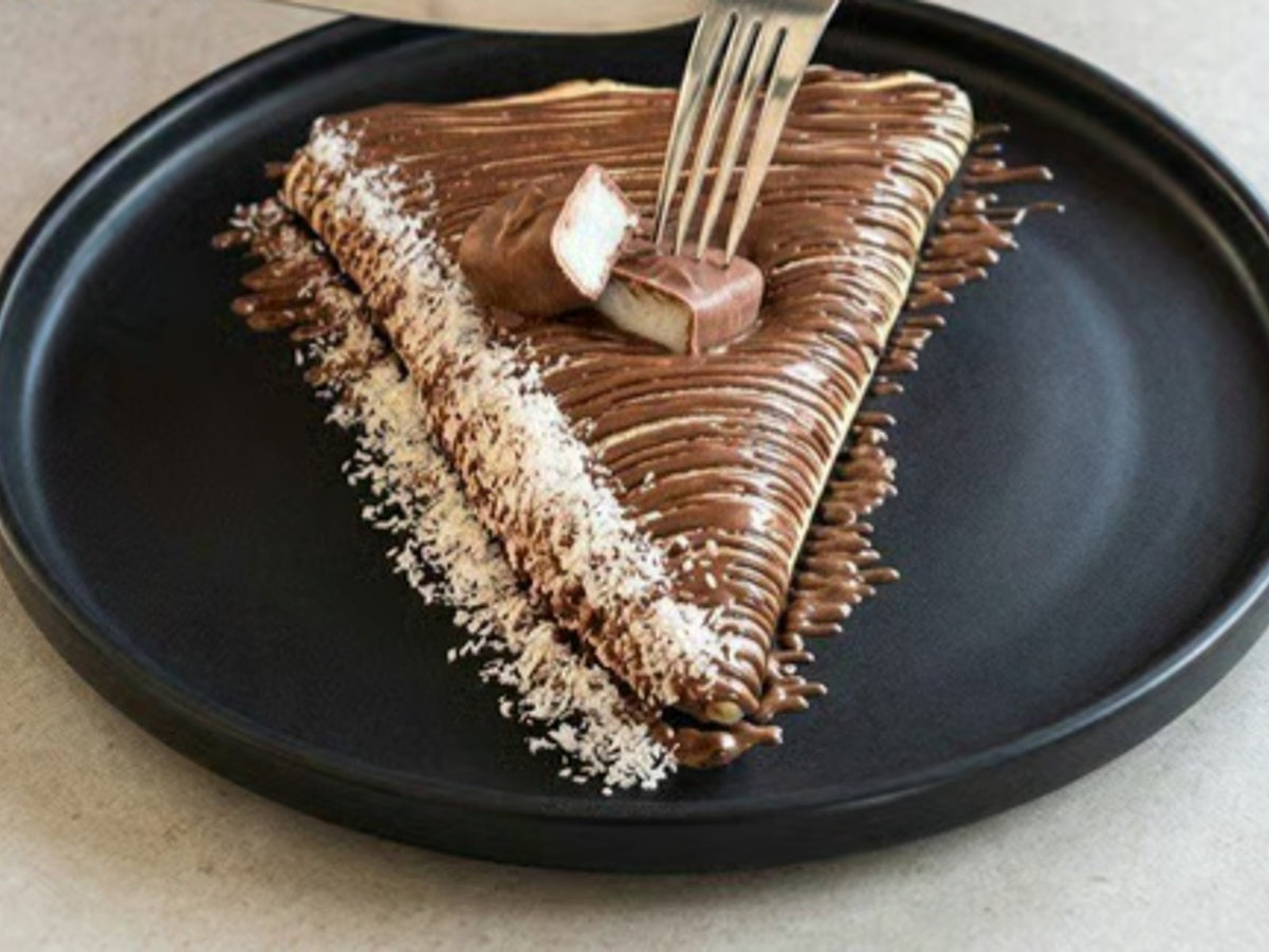 Chocolate crepe with coconut at Madalyon Dessert in San Francisco