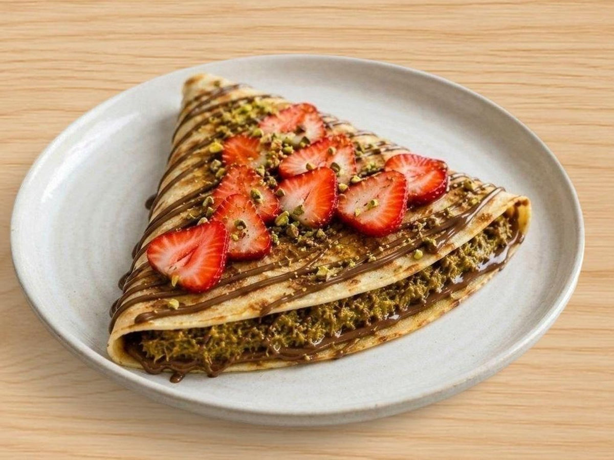 Chocolate cocoa powder Banana Crepe at Madalyon Dessert in San Francisco