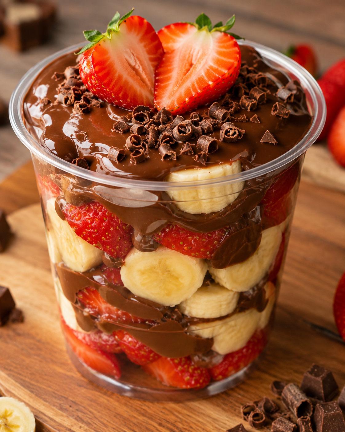 Chocolate & Strawberry 🍓 Banana 🍌 Cup 9 oz